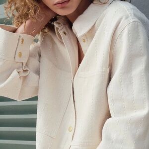 H&M Cream Textured | Oversized | Minimalist Shacket | Neutral Button Front